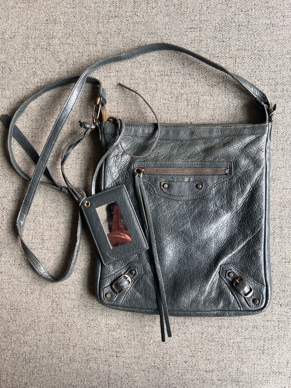 Balenciaga Motocross Agneau Classic Flat Crossbody Bag